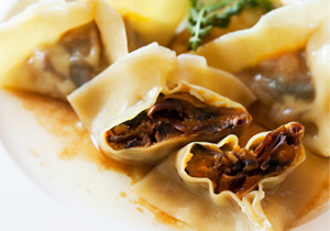 Raviolis freds de carabassa i xampinyó